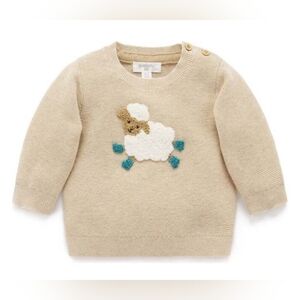 Purebaby "On the Farm Jumper," Almond Melange, Size 6-12m, NWT